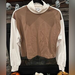 Athleta Venice Sweatshirt Size XS Brown Front Cream Back